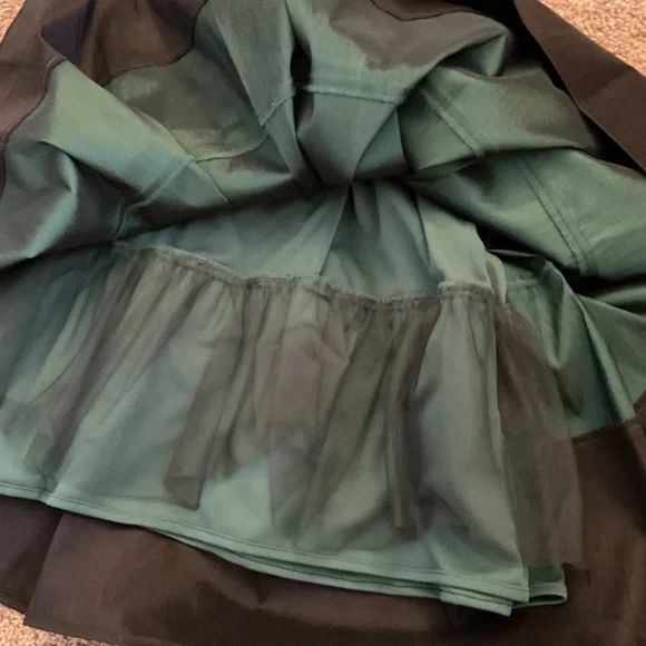 OC by Oleg Cassini Dark Green Black Spaghetti Strap Dress Sz 4 Lined Sequined - Picture 16 of 16